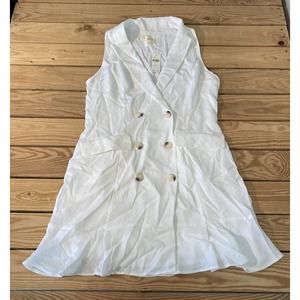 NWT $148 Maeve Anthropologie Button Up Lined Sleeveless Dress Medium White